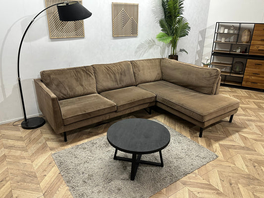 Lifestyle Home Collection Bruine Velvet Hoekzetel ~ Losse Kussens Met Afneembare Hoezen