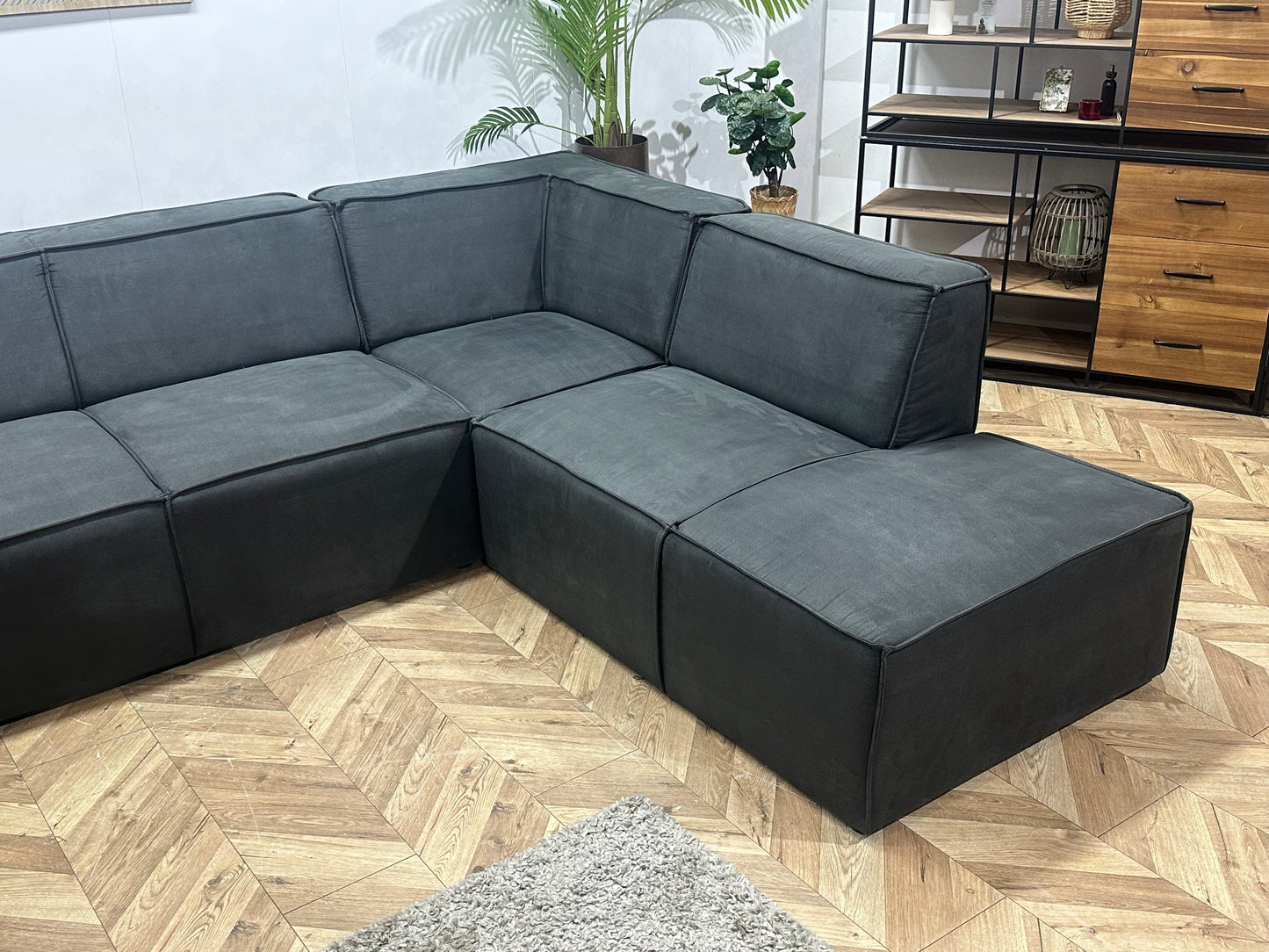 !Showroommodel! Antraciet Suède Stoffen U Zetel