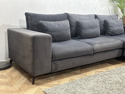 Antraciet Velvet Hoekzetel ~ Losse Kussens Met Afneembare Hoezen