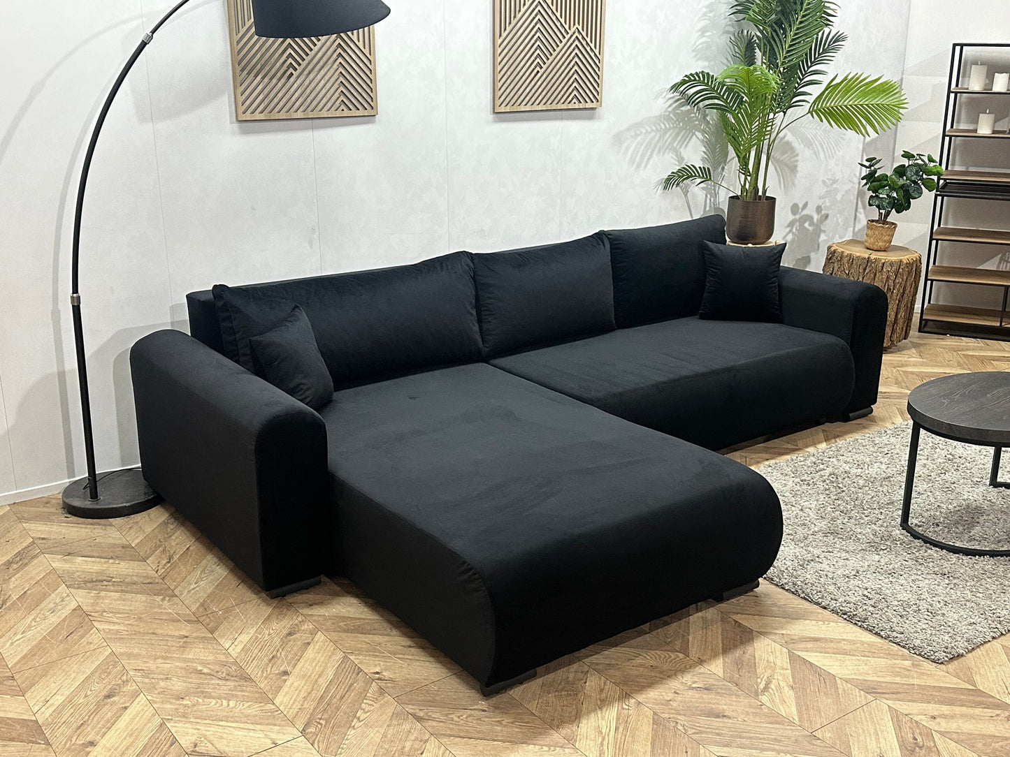 !Showroommodel! Zwarte Velvet Hoekzetel