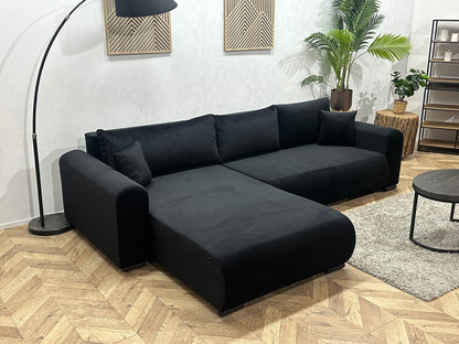 !Showroommodel! Zwarte Velvet Hoekzetel