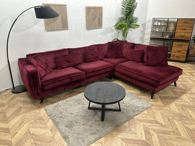 Bordeaux Rode Velvet Hoekzetel ~ Losse Kussens Met Afneembare Hoezen