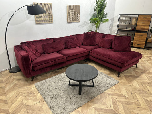 Bordeaux Rode Velvet Hoekzetel ~ Losse Kussens Met Afneembare Hoezen