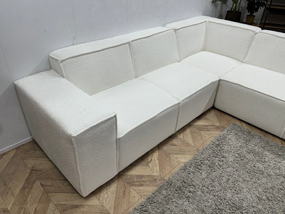 !Showroommodel! Witte Ribstof Hoekzetel ~ Vaste kussens