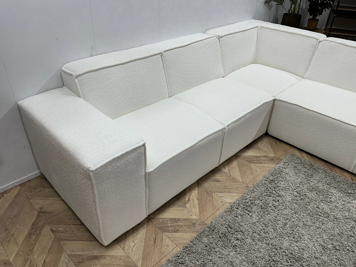 !Showroommodel! Witte Ribstof Hoekzetel ~ Vaste kussens