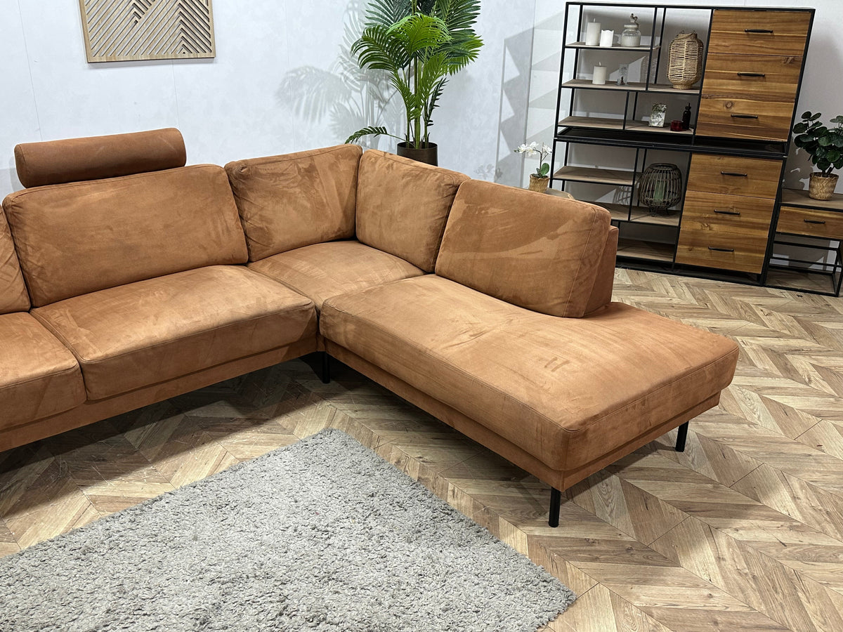 Cognac Bruine Suède Stoffen Hoekzetel ~ Inruilvoordeel