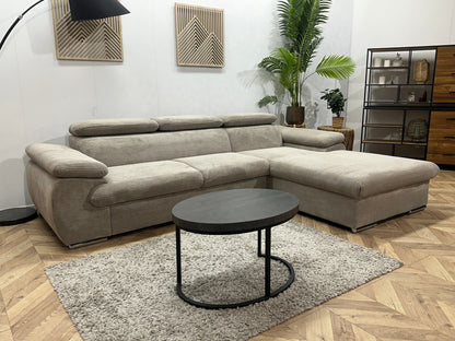!Showroommodel! Licht Bruine Ribstof Hoekzetel ~ Verstelbare Hoofdsteunen