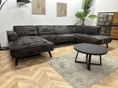 Antraciet Velvet U Zetel ~ Vaste Kussens