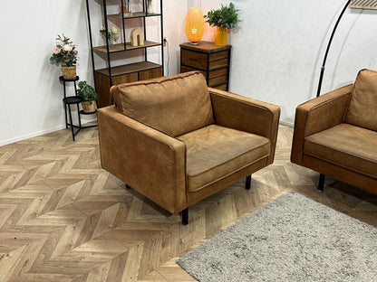 Be Pure Cognac Bruine Suede Stoffen Zetels Set ~ Losse Kussens Met Afneembare Hoezen