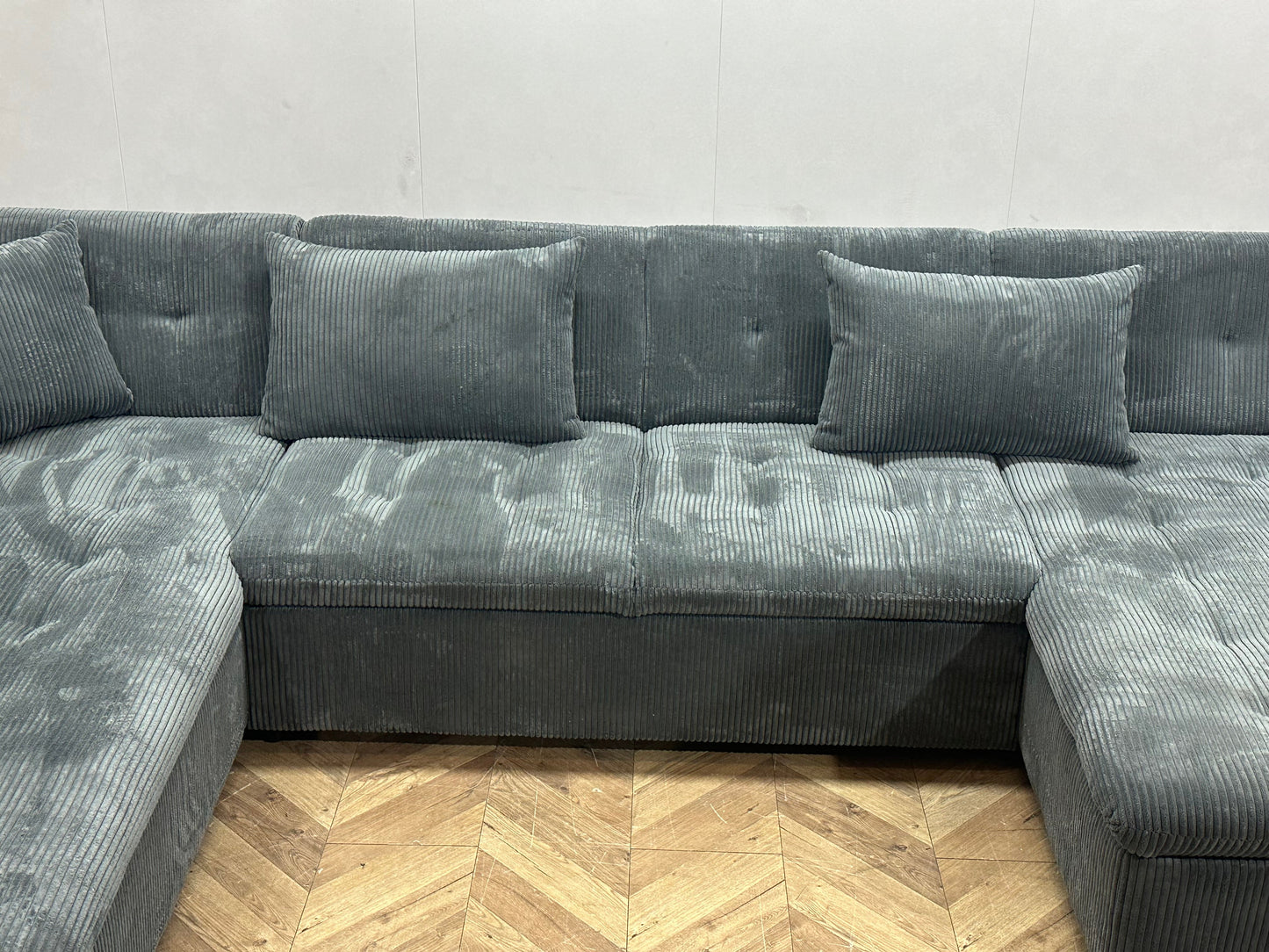!Showroommodel! Blauwe Ribstof U Zetel