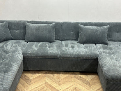 !Showroommodel! Blauwe Ribstof U Zetel