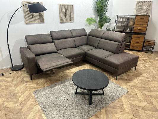 H&H Bruine Suède Stoffen Hoekzetel ~ Relaxfunctie