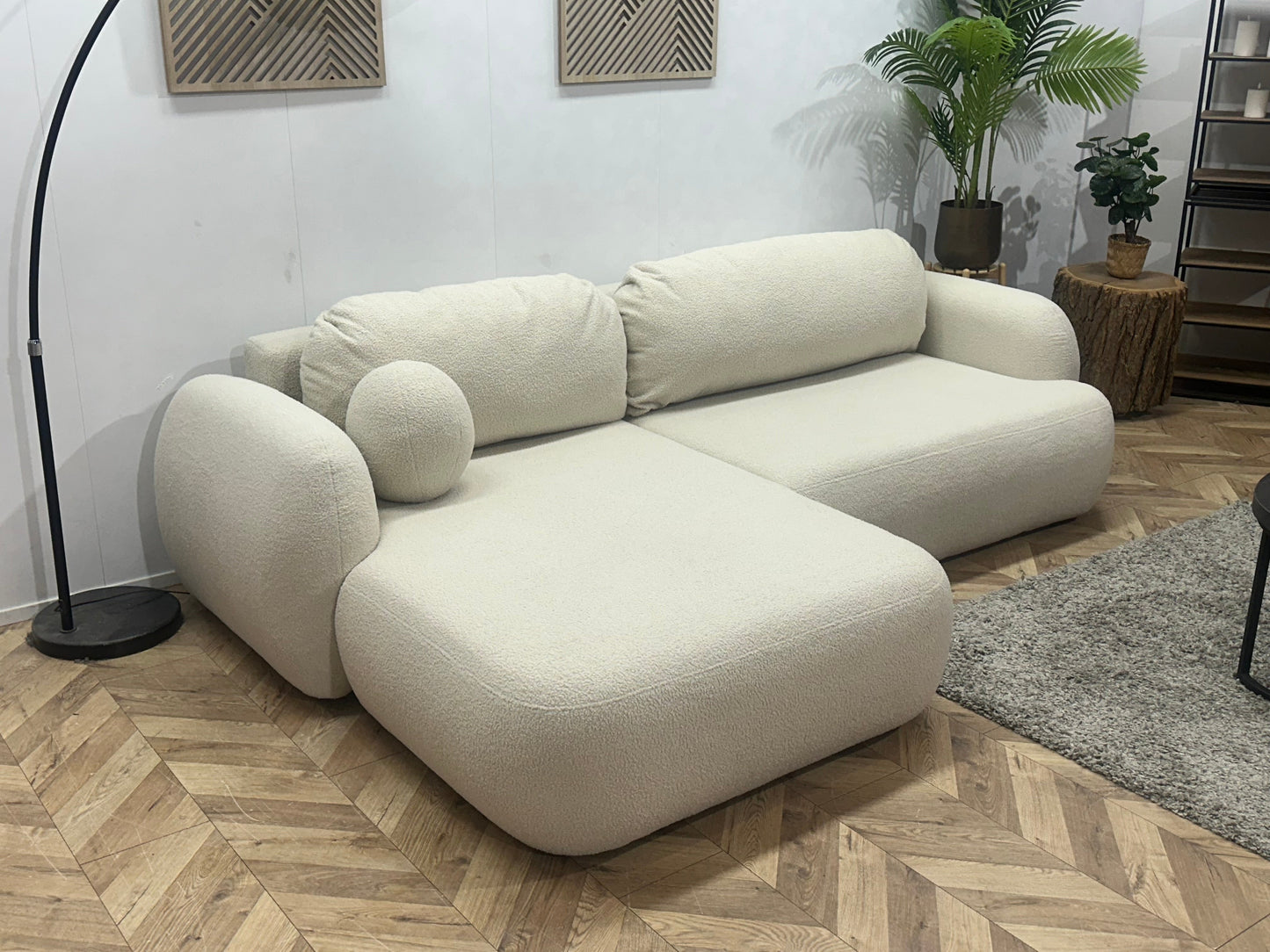 !Showroommodel! Witte Bouclé Stoffen Hoekzetel
