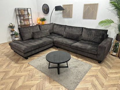 Antraciet Velvet Hoekzetel ~ Losse Kussens Met Afneembare Hoezen