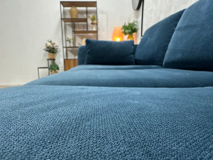 Sofacompany Blauwe Suède Stoffen 2.5-Zits Zetel ~ Losse Kussens Met Afneembare Hoezen