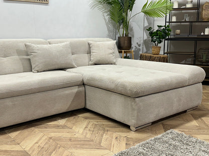 !Showroommodel! Crème Ribstof U Zetel ~ Slaapfunctie
