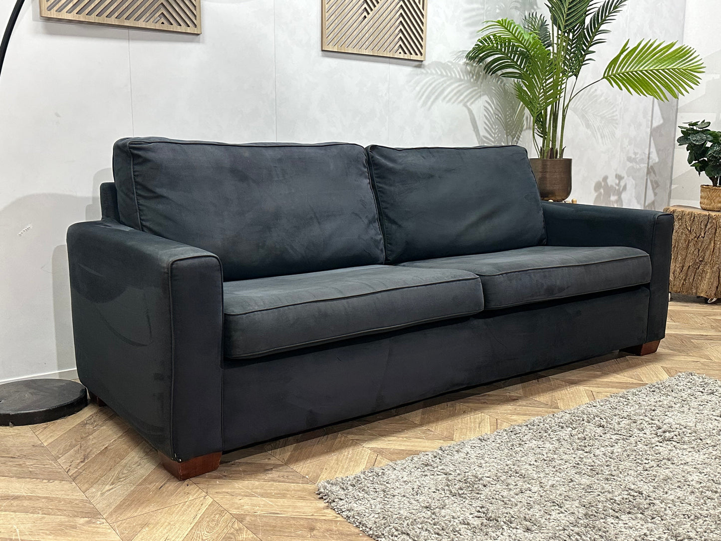 Zwarte Velvet 2.5-Zits Zetel ~ Losse Kussens Met Afneembare Hoezen