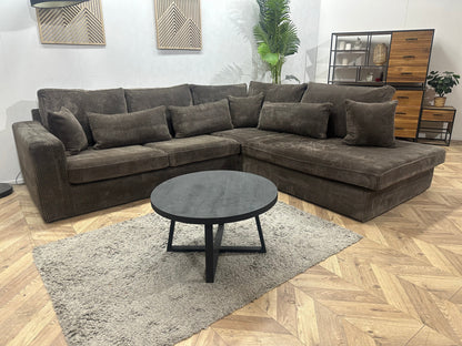 Taupe Ribstof Hoekzetel ~ Losse Kussens Met Afneembare Hoezen