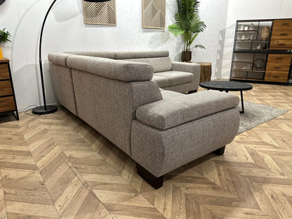 Beige Stoffen Hoekzetel ~ Verstelbare Arm/Hoofdsteunen