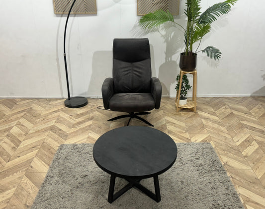 Antraciet Suède Stoffen Fauteuil ~ Vaste Kussens