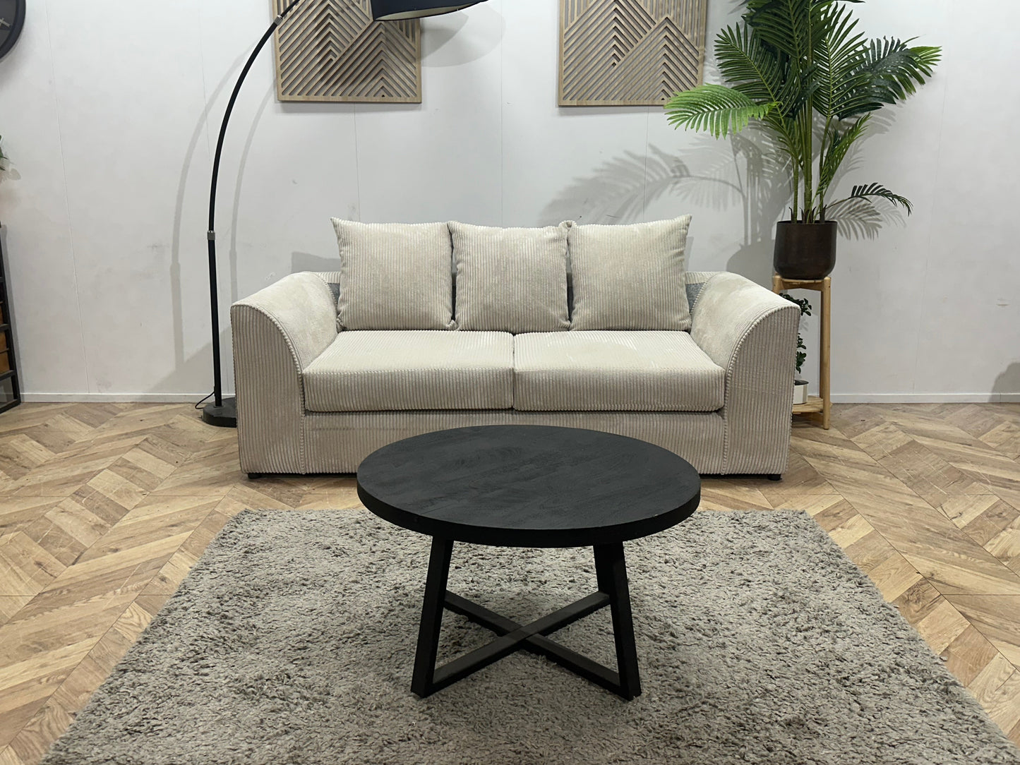 Witte Ribstof 2.5-Zits Zetel ~ Nieuwstaat