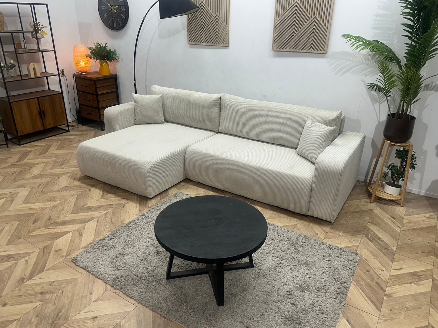 !Showroommodel! Witte Ribstof Hoekzetel