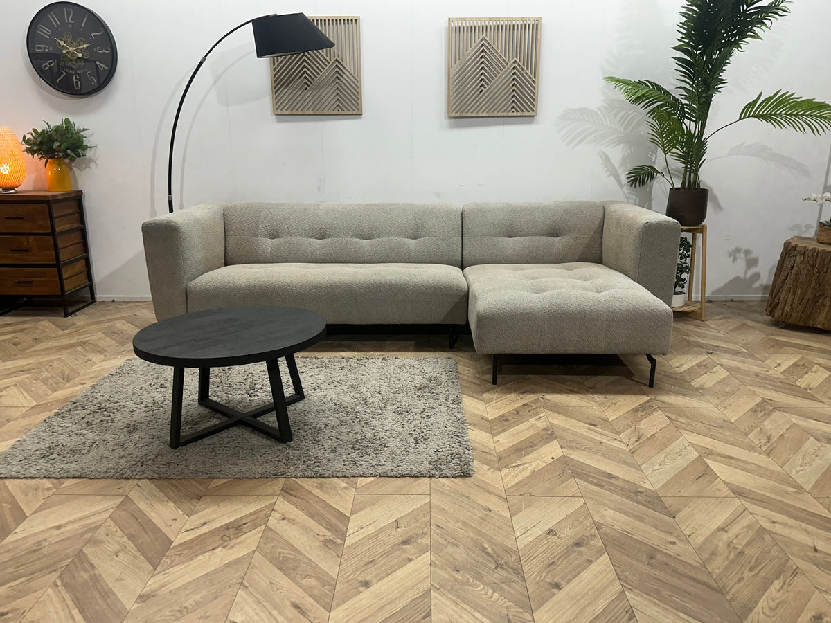 BySidde Beige/Grijze Bouclé Stoffen Hoekzetel ~