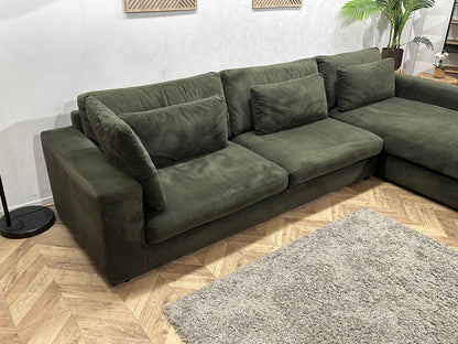 Donker Groene Velvet Ruime Hoekzetel ~ Losse Kussens Met Afneembare Hoezen