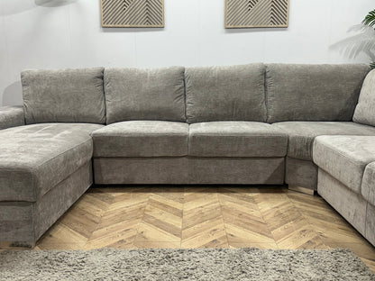 Grijze Velvet U Zetel ~ Losse Rugkussens Met Afneembare Hoezen