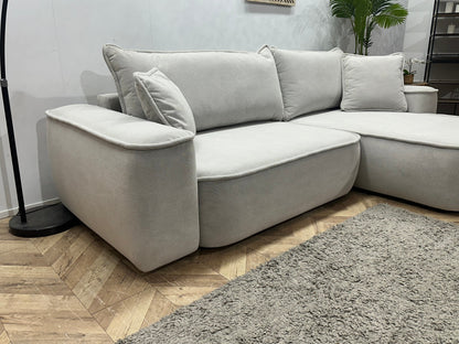 !Showroommodel! Witte/Crème Suède Stoffen Hoekzetel