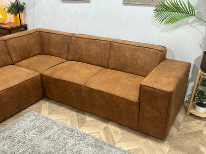 !Showroommodel! Cognac Bruine Suède Stoffen Hoekzetel