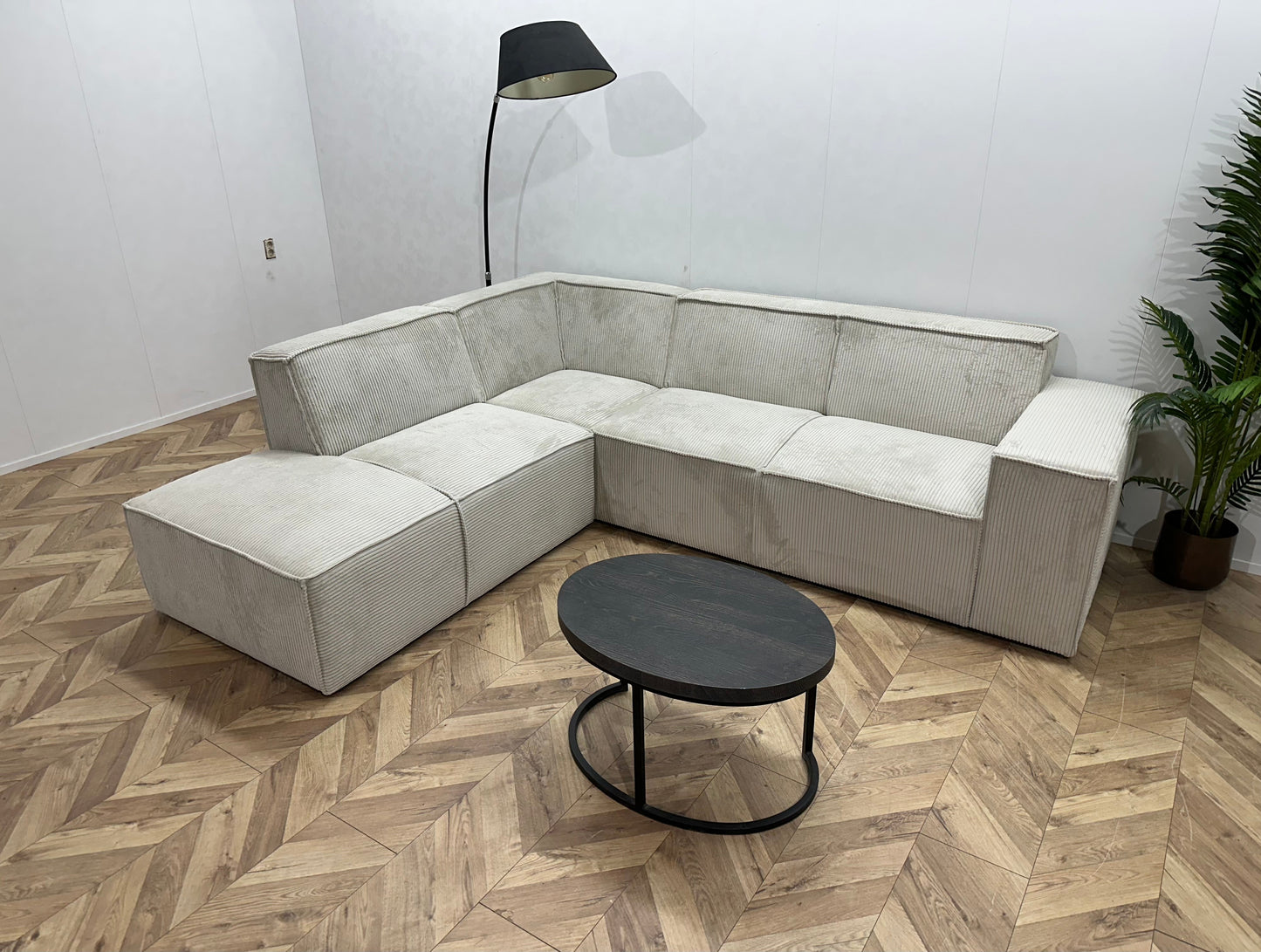 !Showroommodel! Witte Ribstof Hoekzetel
