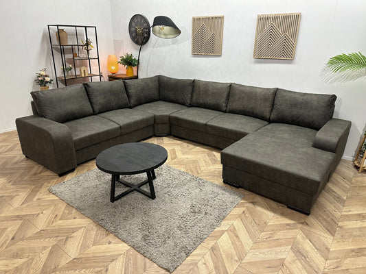 !Showroommodel! Antraciet Suède Stoffen U Zetel