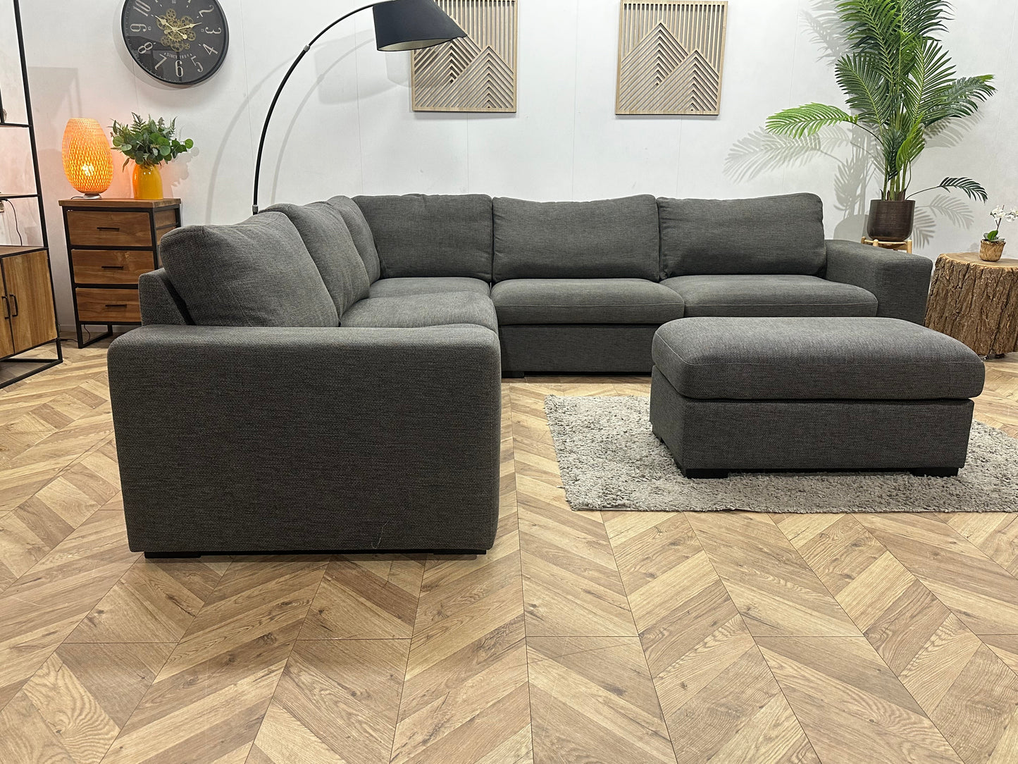 Antraciet Hoekzetel Inc Hocker ~ Losse Kussens Met Afneembare Hoezen