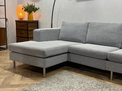 Licht Grijze Design Hoekzetel Inc Hocker ~ Losse Kussens Met Afneembare Hoezen