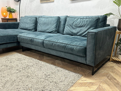 Blauwe Velvet Hoekzetel ~ Losse Kussens Met Afneembare Hoezen