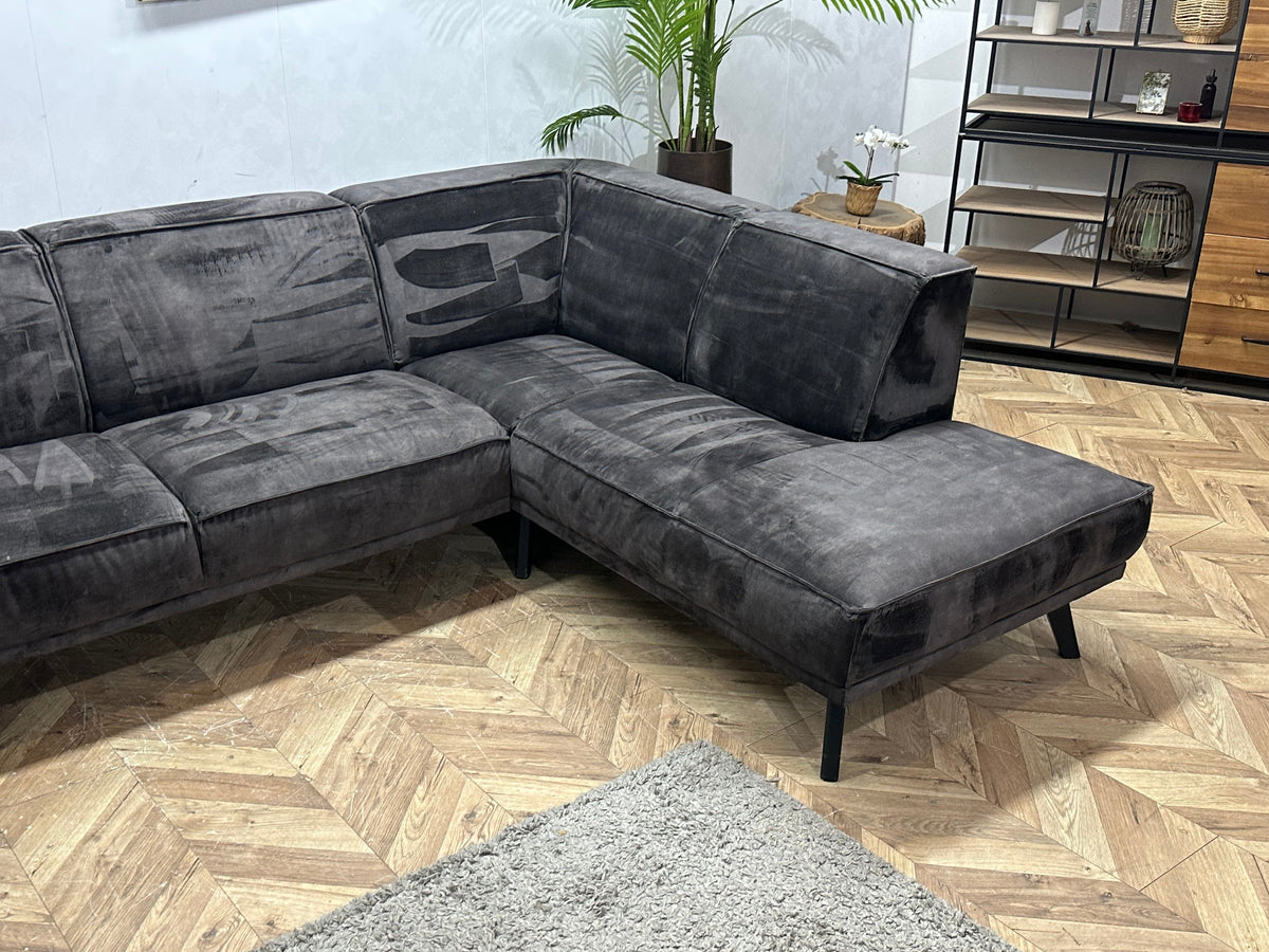 Antraciet Velvet U Zetel ~ Vaste Kussens