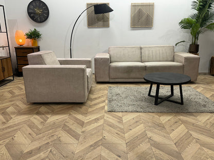 Licht Grijze Suède Stoffen Zetels Set ~ Vaste Kussens