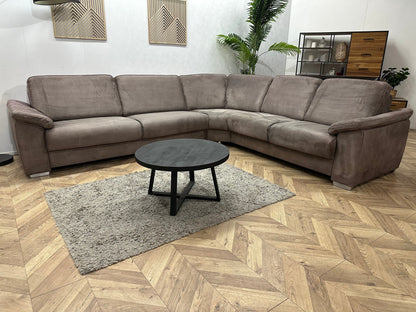 H&H Taupe Suède Stoffen Hoekzetel ~ Vaste Kussens