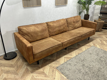 Cognac Bruine Suède Stoffen 3-Zits Zetel Inc Hocker ~ Losse Kussens Met Afneembare Hoezen