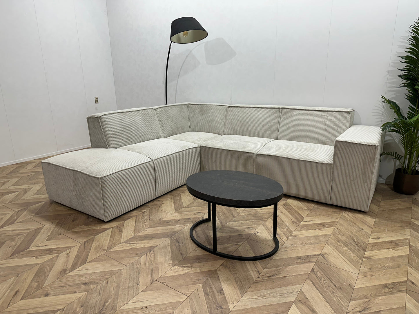 !Showroommodel! Witte Ribstof Hoekzetel
