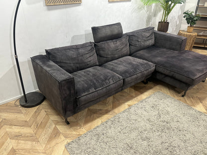 Antraciet Velvet Hoekzetel ~ Losse Kussens Met Afneembare Hoezen