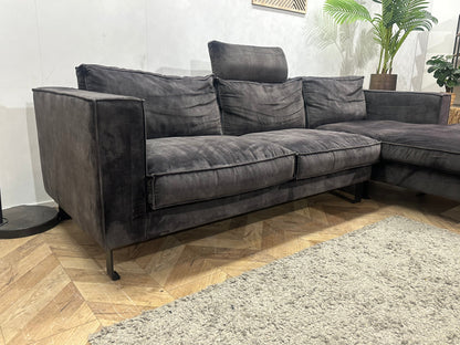 Antraciet Velvet Hoekzetel ~ Losse Kussens Met Afneembare Hoezen