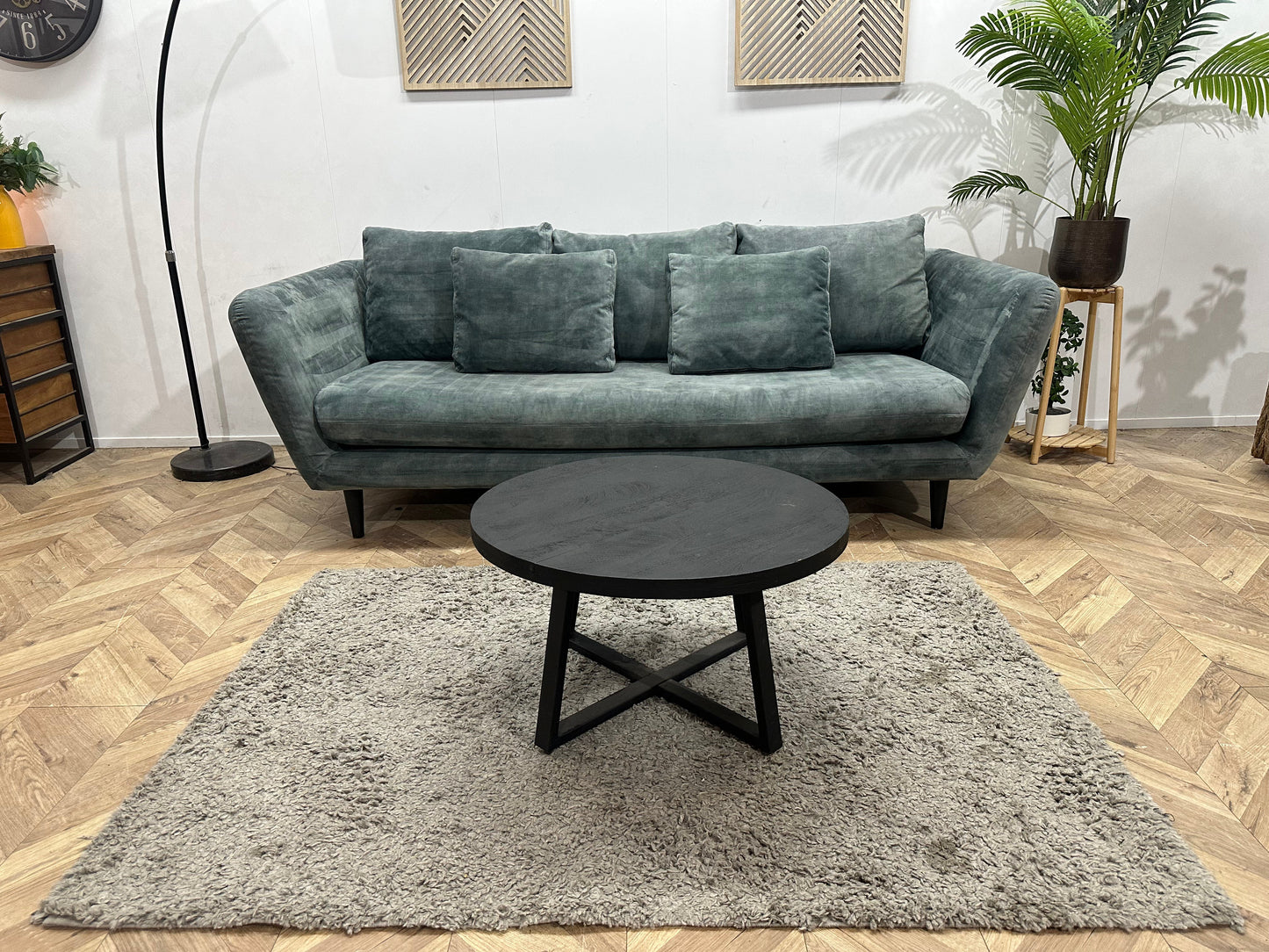 Groen/Grijze Velvet 2,5-Zits Zetel
