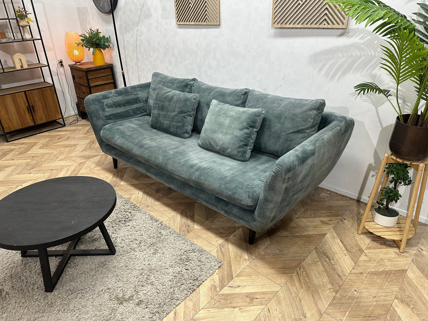 Groen/Grijze Velvet 2,5-Zits Zetel