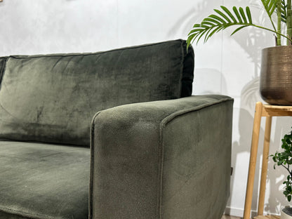 Woood Donker Groene Velvet 2.5-Zits Zetel ~ Losse Kussens Met Afneembare Hoezen