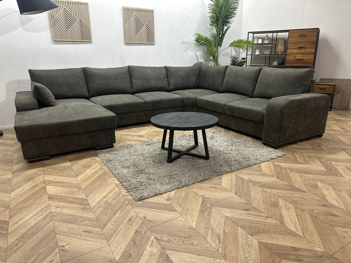 !Showroommodel! Antraciet Suède Stoffen U Zetel
