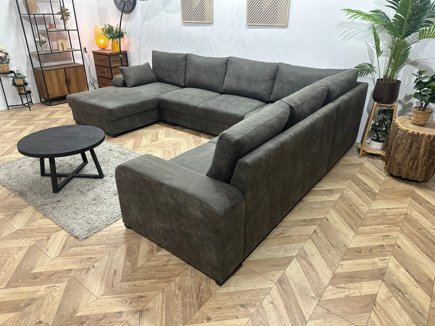 !Showroommodel! Antraciet Suède Stoffen U Zetel