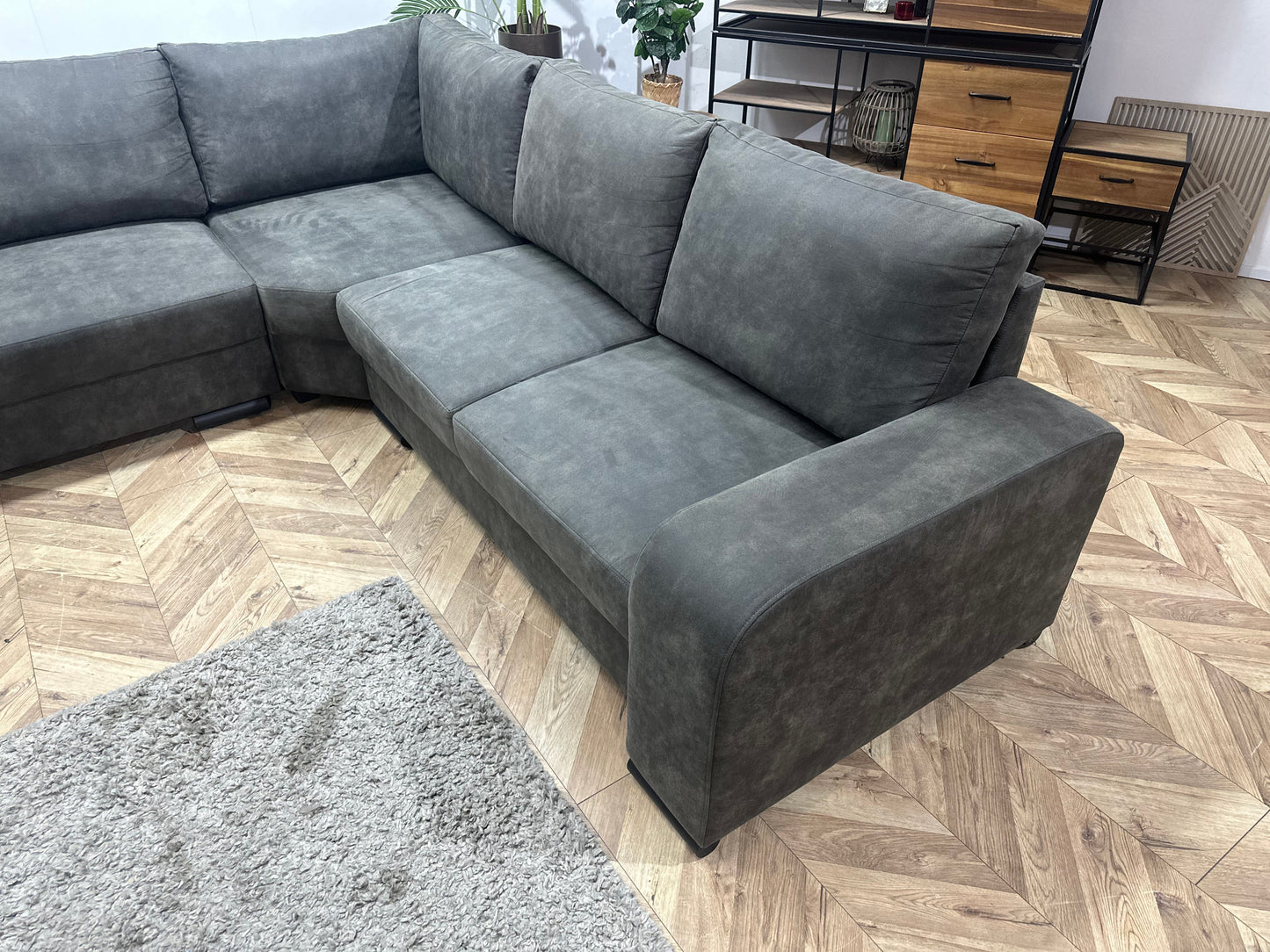 !Showroommodel! Antraciet Suède Stoffen U Zetel