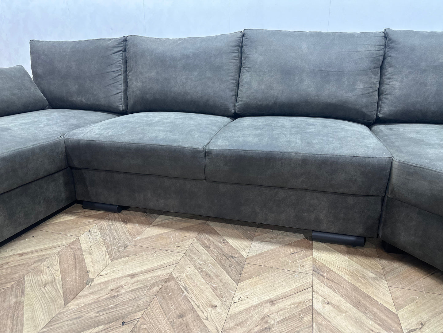 !Showroommodel! Antraciet Suède Stoffen U Zetel